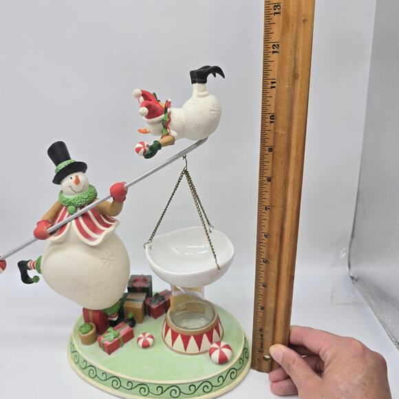 Vintage Yankee Candle Circus Snowmen Tumbling Tricks Christmas Tart Warmer - Picture 6 of 6